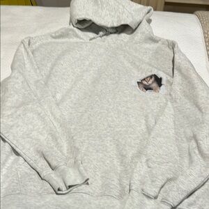 Women’s oversized Hoodie Gray kitten Hoodie 2XL - cat on front & back